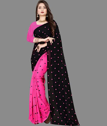 ANAND SAREES Georgette Printed Saree With Unstitched Blouse Piece ( Red )