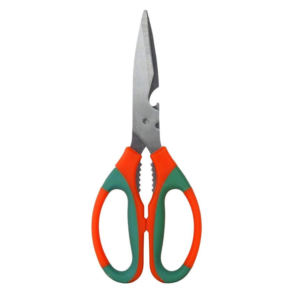 Stainless Steel Multi-Purpose Household and Kitchen Scissor, 2mm Thickness, Ergonomic Pack of 1 Multicolor