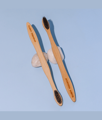 Ayurveda Amrita Bamboo Toothbrush, Charcoal Dipped - Pack of 2