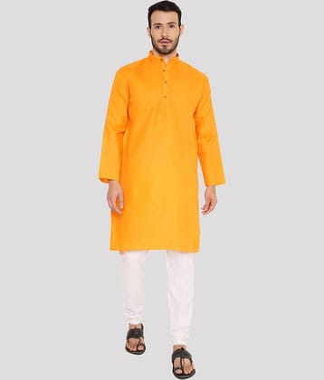 Maharaja - Orange Cotton Regular Fit Men's Kurta Pyjama Set ( Pack of 1 )