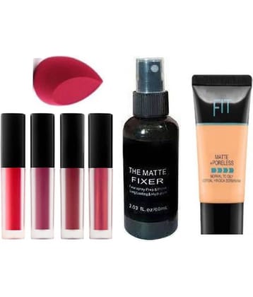 RTB Sponge, 4 Lipstick, Foundation & Face Makeup Setting Spray Pack of 7 100