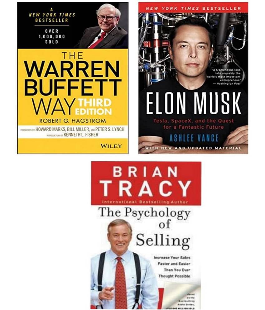 ( Combo of 3 books ) THE WARREN BUFFETT WAY & Elon Musk & The Psychology of Selling ( paperback )