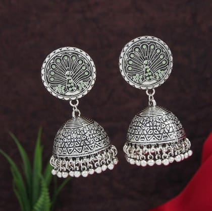 Antique Gold/Silver Plated Multicoloured Jhumki Earring- AER 3184