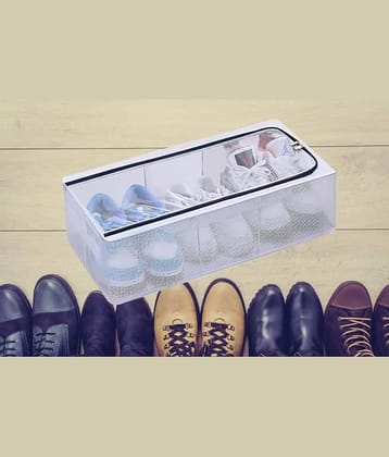 (Pack of 1) Shoe Storage Box, Shoe Organizer for Closet, Clear Plastic Stackable Shoe Boxes, Space Saving Foldable Sneaker Shoe Rack Containers Bin Holder
