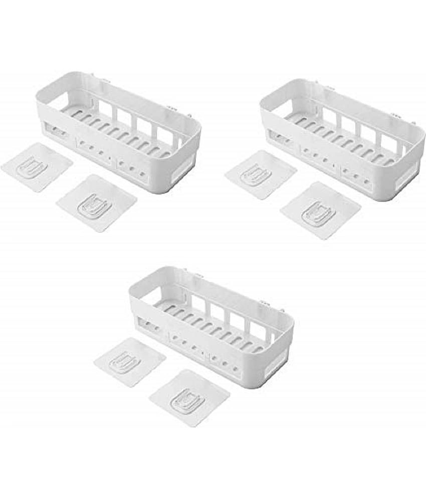 EIGHTEEN ENTERPRISE - White Plastic Storage Racks ( Pack of 3 )