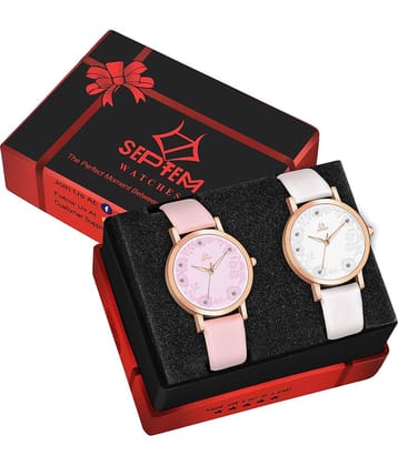 Septem White Leather Analog Womens Watch