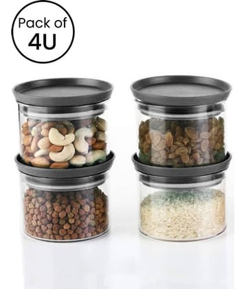 iview kitchenware Multi-Purpose Container 500ml each,Black Lid (4U)