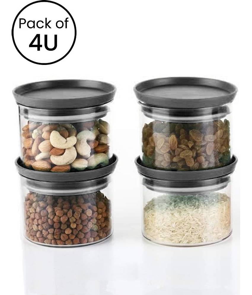 iview kitchenware Multi-Purpose Container 500ml each,Black Lid (4U)