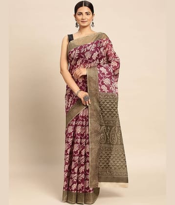 SHANVIKA Cotton Printed Saree Without Blouse Piece ( Purple )