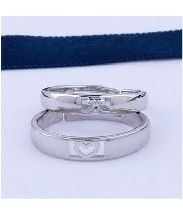 Adjustable Couple Rings Set for lovers Silver Plated Solitaire for Men and Women-2 pieces