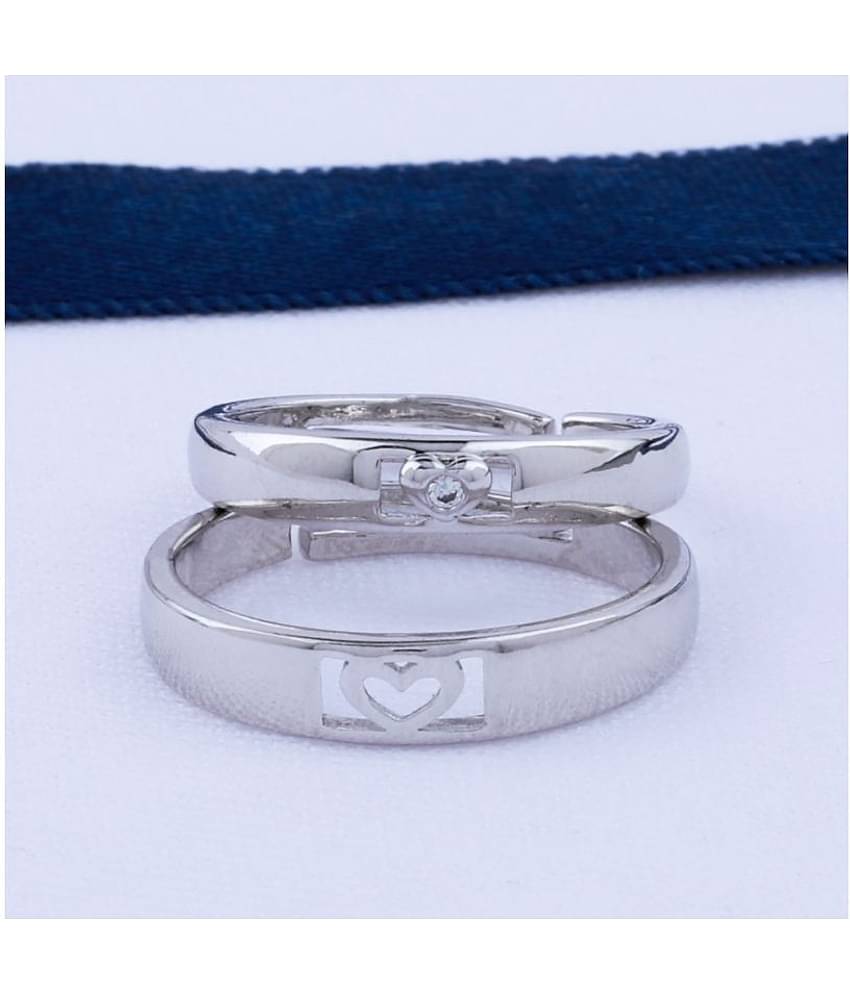 Adjustable Couple Rings Set for lovers Silver Plated Solitaire for Men and Women-2 pieces
