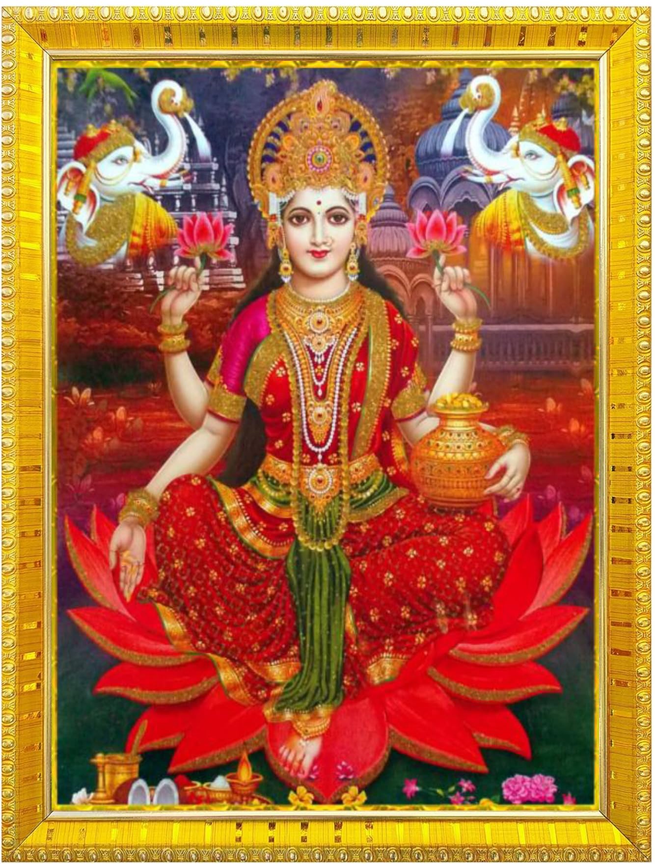 NOKKES Laxmi Devi Maa Mata Photo Frames Religious Photo frame 5X7 Inch Photo Frame_W25