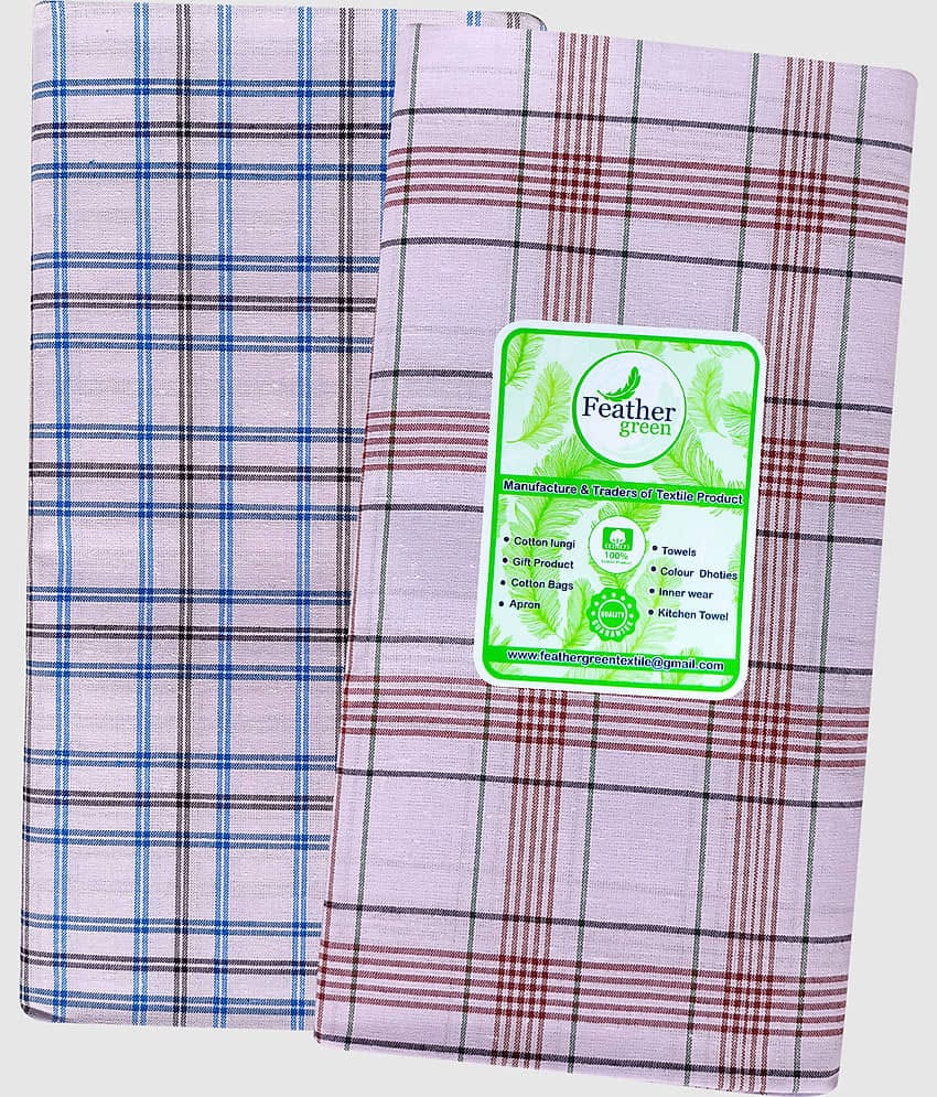 Feather Green - Multicolor Cotton Men's Lungi ( Pack of 2 )
