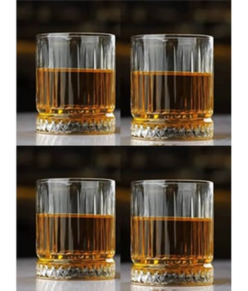 Somil Party Whisky Glasses Glass Embossed Whiskey Glasses 300 ml ( Pack of 4 ) Transparent