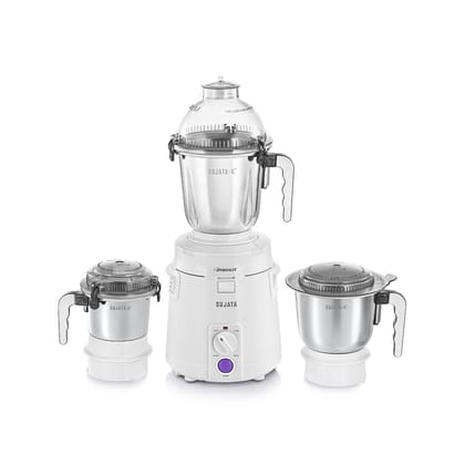 Sujata Dynamix 900 Watts Mixer Grinder | 22000 Rotations Per Min | 90 Minutes Continuous Running | 3 Versatile Jars 1500 ml, 1000 ml and 500 ml (White) Sujata Dynamix 900 Watts Mixer Grinder | 22000 Rotations Per Min | 90 Minutes Continuous Running | 3 V