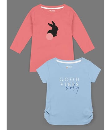 HELLCAT Pack of 2 Girls Cotton Blend T-Shirt ( Multicolor )