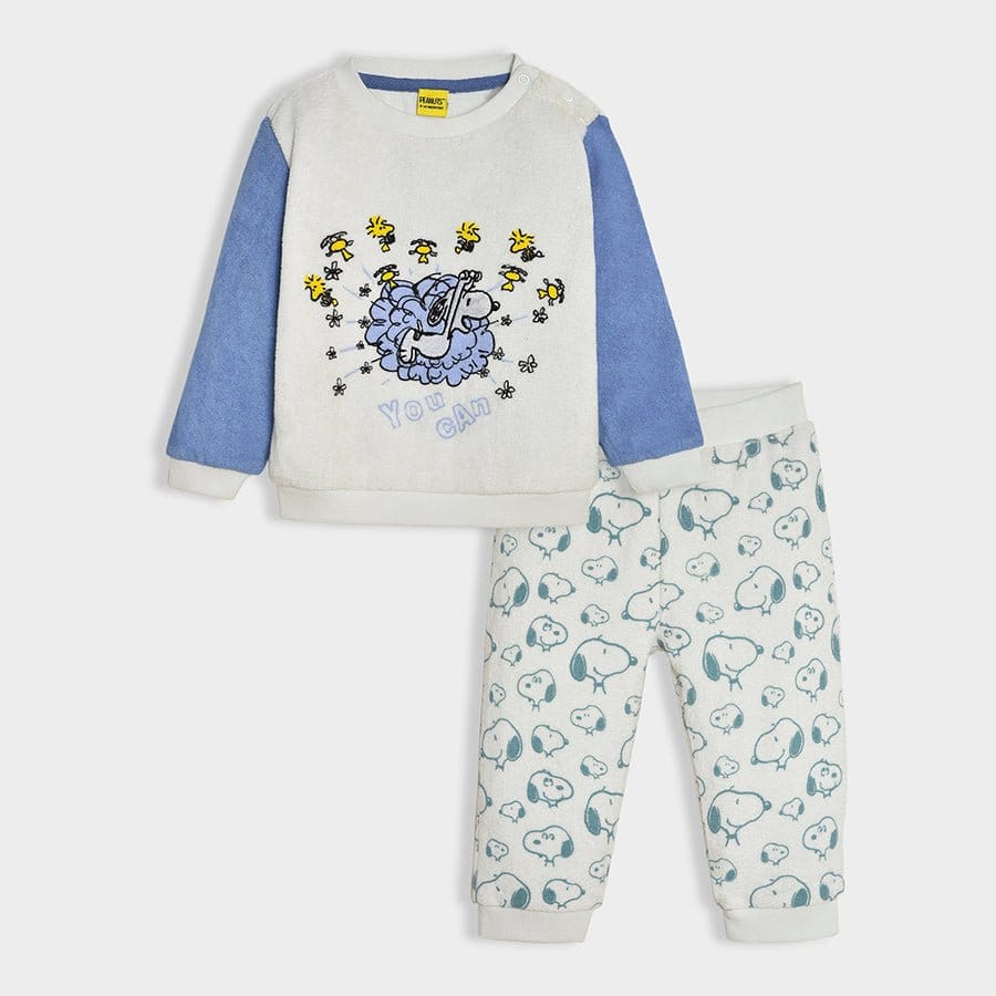 2Pk Blended Terry Sweatshirt-Jogger Set-0-3 M / Multicolor