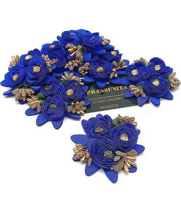 PRANSUNITA - Fabric Stem less Fabric 3 in 1 Rose Flower with Pollens, Decoration ( Pack of 6 )