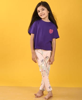 SUMMER TIME PURPLE UNICORN STAR LEGGING SET - PURPLE/PINK-0-6 MONTHS / 2N / PURPLE/PINK