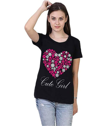 MIST N FOGG Women Cotton Regular Fit Round Neck T-Shirt ( Black )