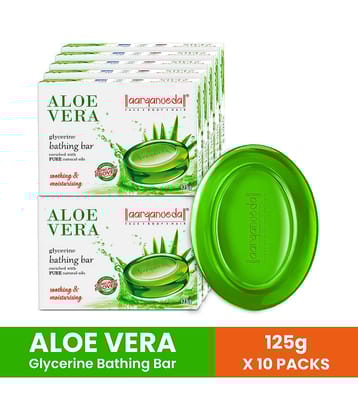 Aaryanveda Moisturizing Aloe Vera Glycerine Bathing Bar for All Skin Type ( Pack of 10 )