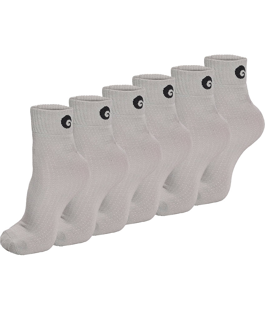 Omtex - Cotton Men's Solid Light Grey Ankle Length Socks ( Pack of 6 )