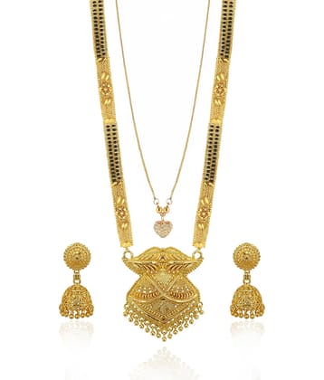 MGSV Jewellery Traditional Necklace Pendant Hand Meena 30inch Long and 18inch short  Mangalsutra/Tanmaniya/nallapusalu/Black Beads For Women and Girls Brass, Alloy Mangalsutra