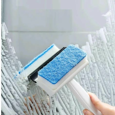2-in-1 Glass Wiper & Brush  Double-Sided Cleaner for Mirrors, Tiles & Windows