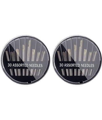 Shree Shyam™ Steel Sewing Needle Compact- 30 ASSORTED NEEDLES (Pack of 2)