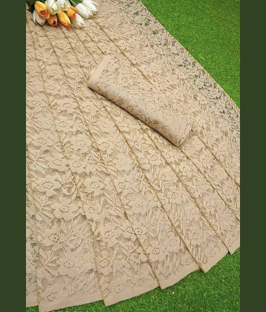 Today Deal Cotton Silk Applique Saree With Unstitched Blouse Piece ( Cream )