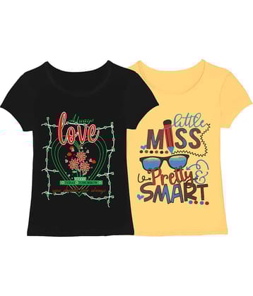COOLTEES4U Pack of 2 Girls 100% Cotton T-Shirt ( Multicolor )