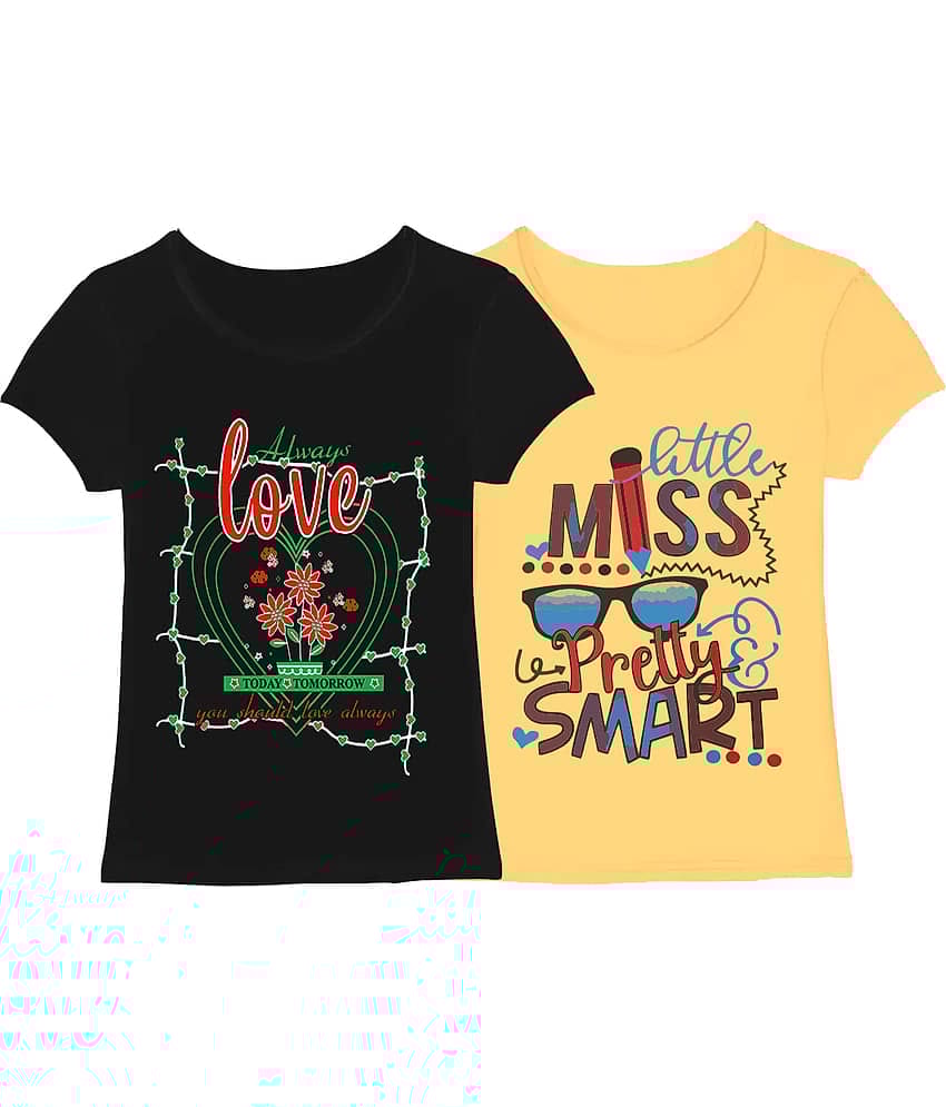 COOLTEES4U Pack of 2 Girls 100% Cotton T-Shirt ( Multicolor )