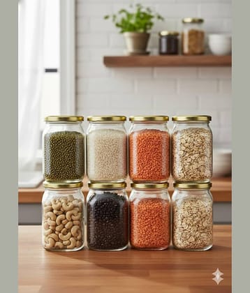 1st Time Glass Container Glass Transparent Multi-Purpose Container ( Set of 1 )