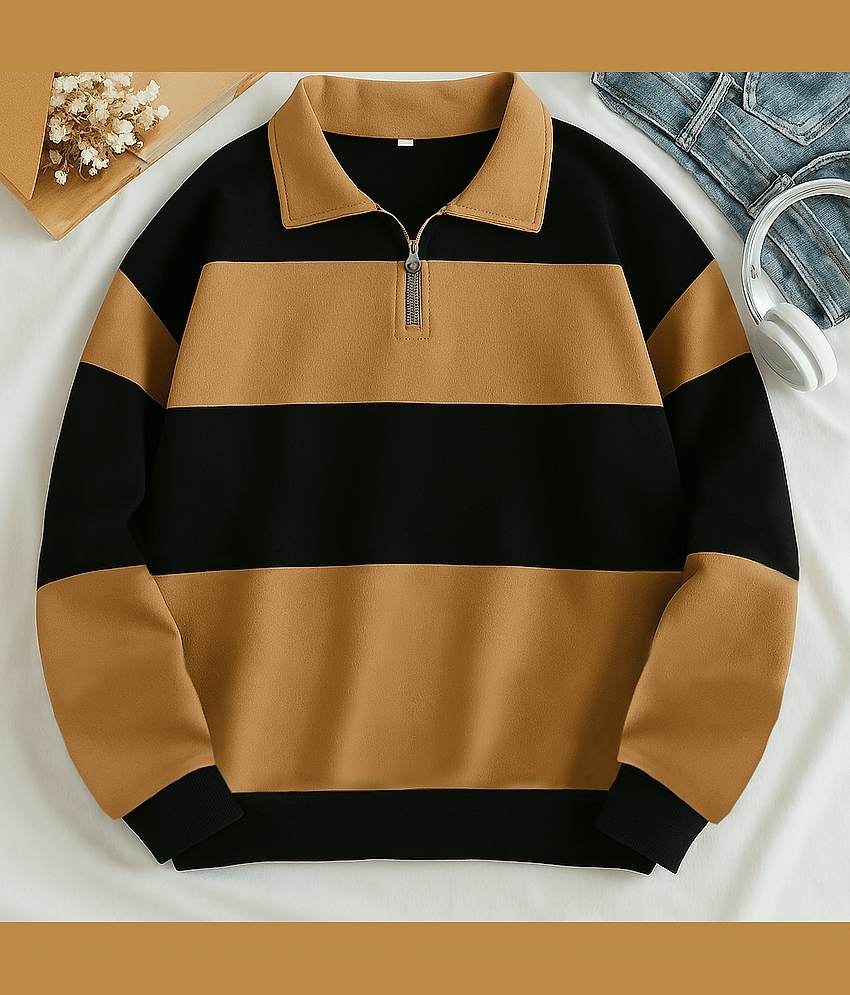 Try This Men Cotton Blend Regular Fit Colorblock Polo T Shirt ( Brown )