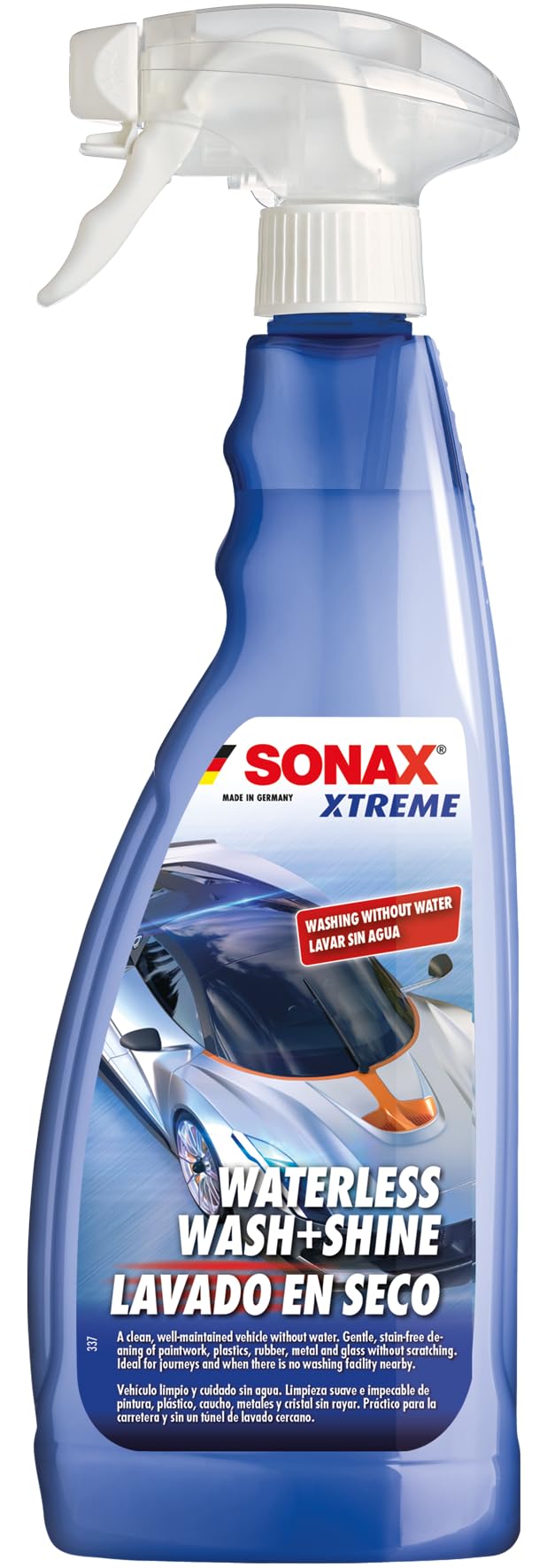 SONAX Xtreme Waterless Wash & Shine 750mL | Car Cleaner for All Dirt | Scratch-Free Cleaning, Deep Gloss Finish, Water-Repellent Effect | No Water Needed | Safe on Wrapped Surfaces | Art.No.03264000