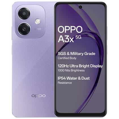 Oppo A3X 5G (Starry Purple, 4GB RAM, 128GB Storage)|6.67 HD+ 120Hz Refresh Rate Screen | 45W SUPERVOOC|with No Cost EMI/Additional Exchange Offers Oppo A3X 5G (Starry Purple, 4GB RAM, 128GB Storage)|6.67 HD+ 120Hz Refresh Rate Screen | 45W SUPERVOOC|with