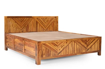 Wakeup India Sheesham Wood Storage Bed | 3 Year Warranty | Alpha King Size Storage Bed | Rosewood Bedroom Cot (Size-78x72 inch, 4 Box Compartment ) | Light Honey Colour Finish