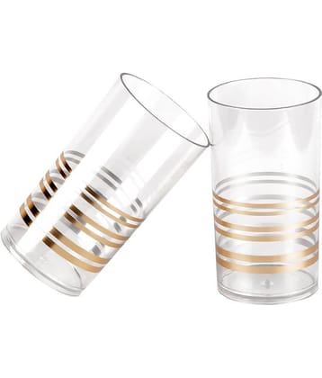 HomePro CLEAR GOLD GLASS Plastic Glasses 300 ml ( Pack of 2 )
