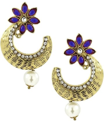 The Jewelbox Brass Gold Plating American diamonds Studded Multi Coloured Earrings
