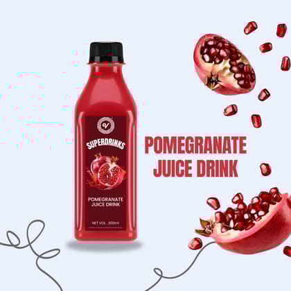 SUPERDRINKS Pomegranate Juice | 200ml Single Serve Bottle|100% Pure Fruit Juice| Antioxidant Rich, Ready to Drink, Liquid Form