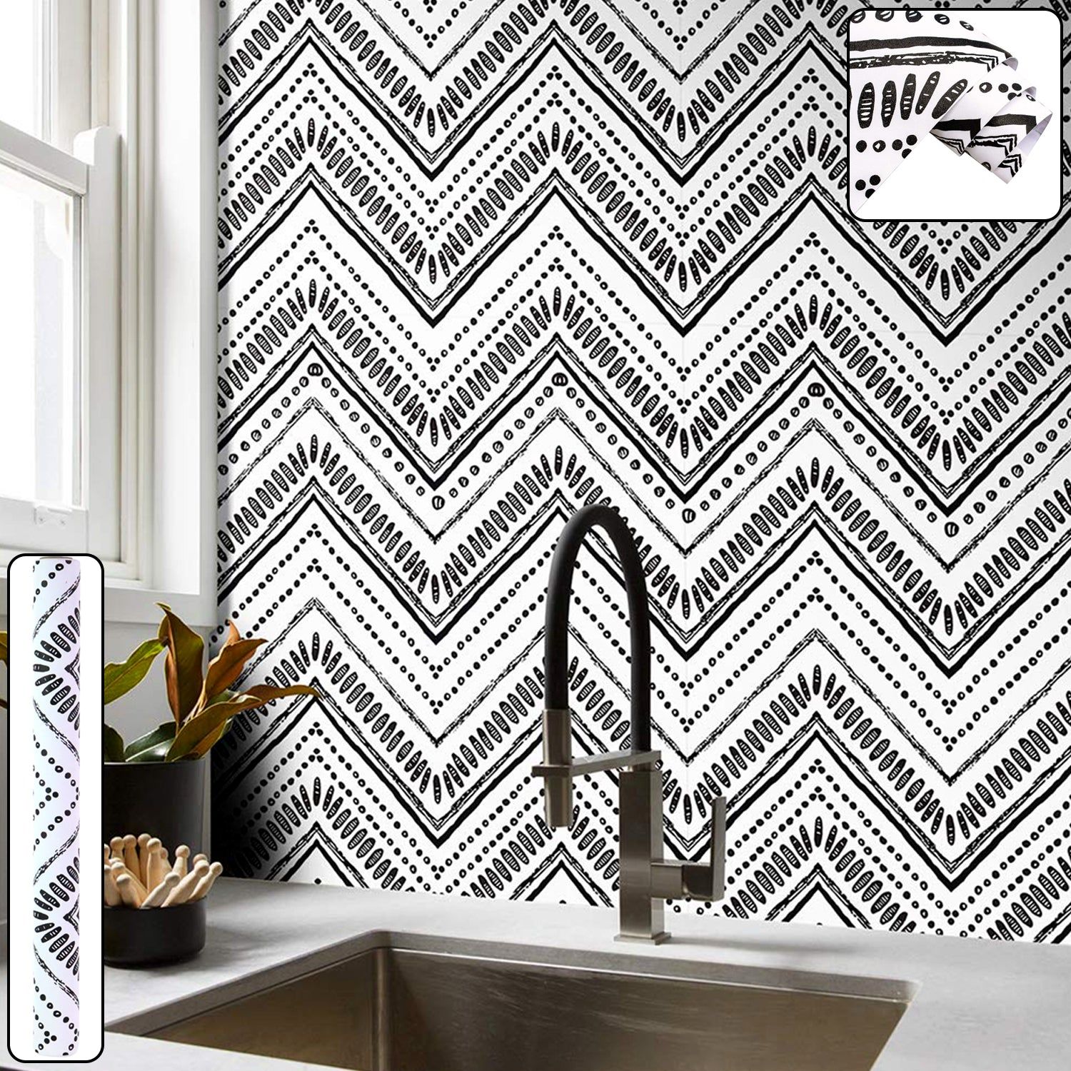 Waterproof Chevron Pattern Wall Sticker 45cm x 3meter (1 Pc)