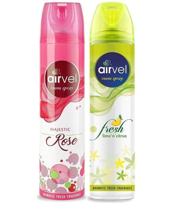 Airvel Room Freshener Sprays Combo Majestic Rose and Fresh Lemon Fragrances Each 125g ( Pack Of 2 )