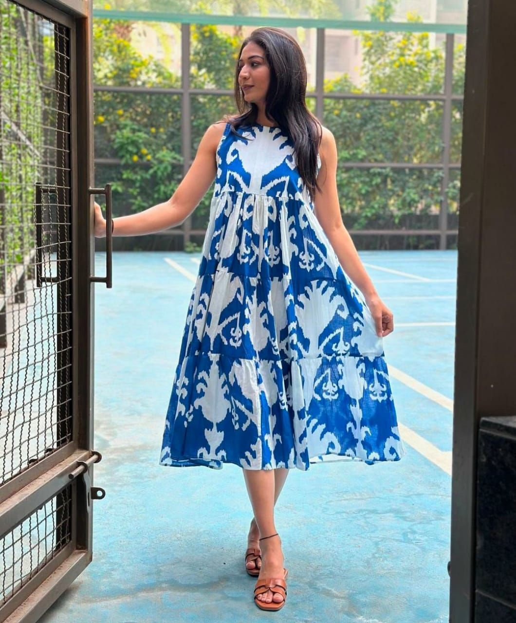 Abstract Print Summer Dress-S / Red