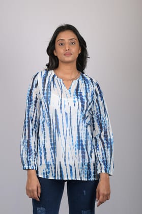 Western wear top Chiffon tops for women's Tie Dye Print Long Sleeves Top (OTL-TPS1079)-Tie & Dye / S