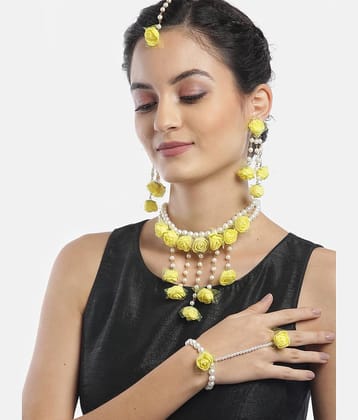 YOUBELLA Yellow Ribbon Necklace Set ( Pack of 1 )