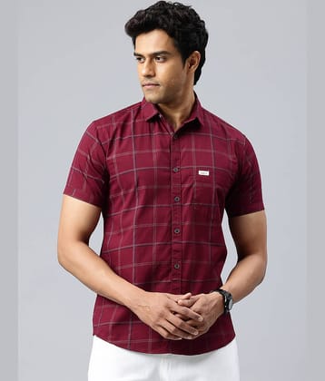 MAJESTIC MAN 100% Cotton Slim Fit Checks Half Sleeves Men's Casual Shirt - Maroon ( Pack of 1 )