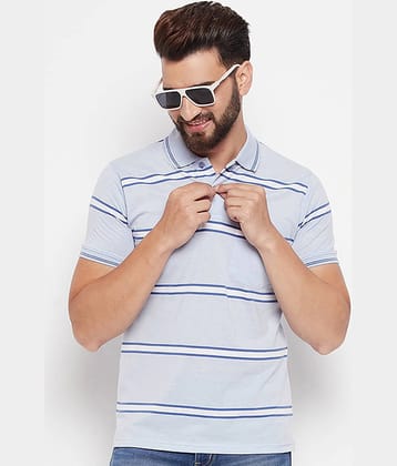 UNIBERRY Pack of 1 Cotton Blend Regular Fit Striped Half Sleeves Men's Polo T Shirt ( Blue )