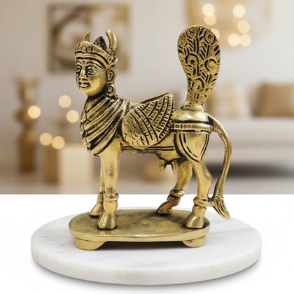 Brass Kamdhenu Cow Idol Statue | Vastu & Home Temple Decor, Height : 4.2 Inch (BSMAS1052 D)