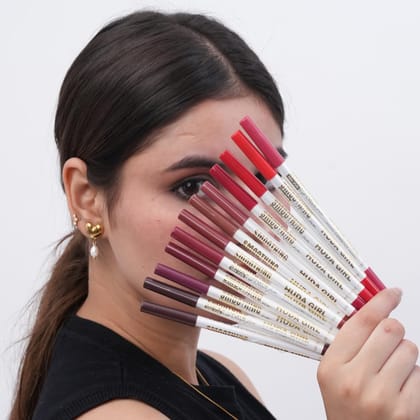 HUDA GIRL Status Smoothing Hot Lip Liner Pencil Set Collection, 12 Lipliner Pencil Waterproof Shades In Nude, Brown, Pink And Red For Defining, Contouring And All Day Glam Color HUDA GIRL Status Smoothing Hot Lip Liner Pencil Set Collection, 12 Lipliner 