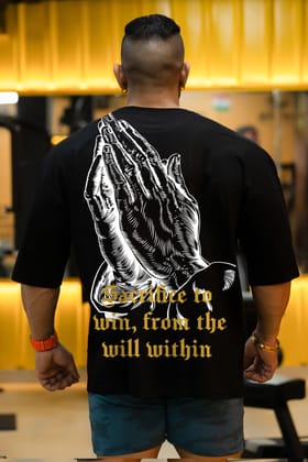 SACRIFICE TO WIN "PREMIUM" OVERSIZED T-SHIRT (BLACK)-S
